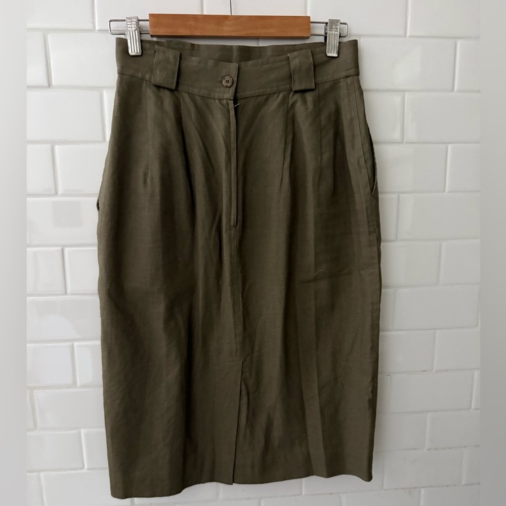 Vintage Rafaella Olive Pencil Skirt - Picture 2 of 4